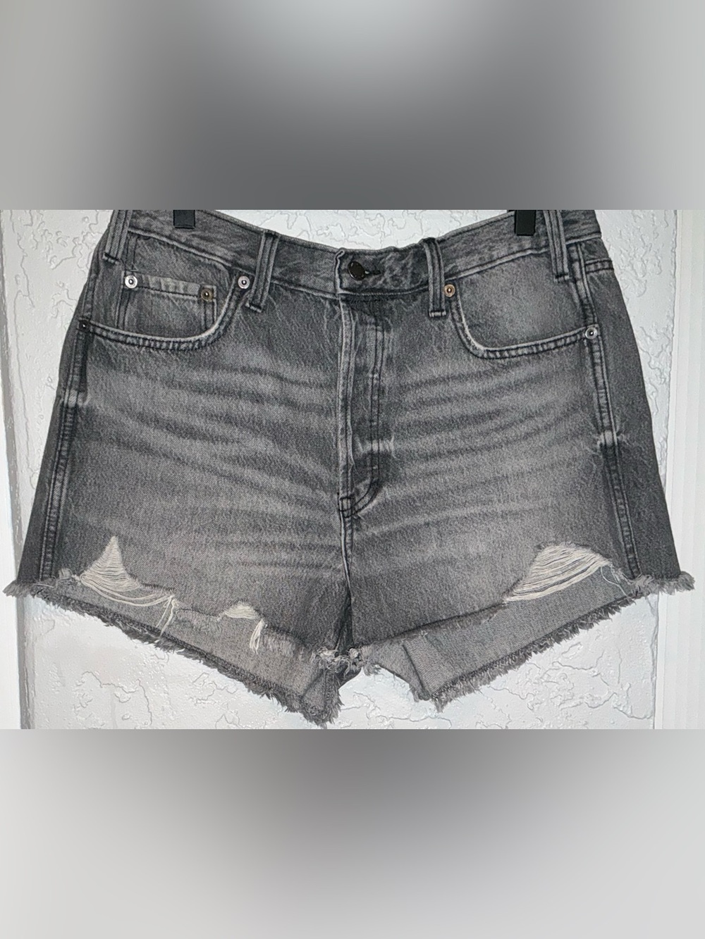Wild Fable High Rise Mini Women's Black Distressed Denim Shorts - Picture 3 of 11